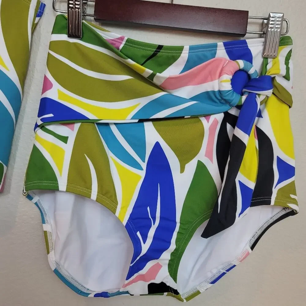 HERMOZA Caroline Retro High Swim Bikini Set High Waisted w Wrap Top Beach Cruise